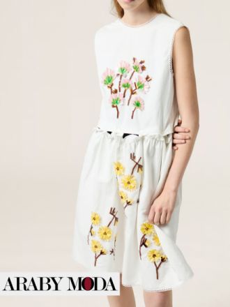 Miu Miu Embroidered Dress Creates a Unique and Beautifully Simple Touch