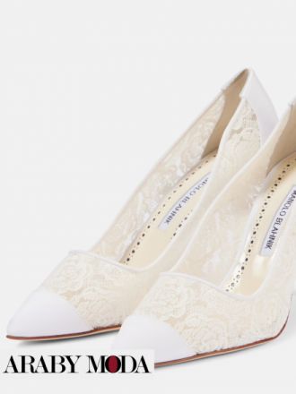 Manolo Blahnik Sololaria Floral Lace Heel A Soft Choice for a Wedding Dress