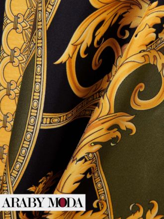 The fabric pattern carries Versace heritage