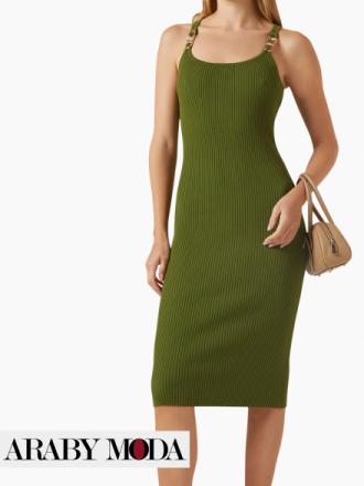 Youthful and modern elegance with Michael Kors Green Midi Dress