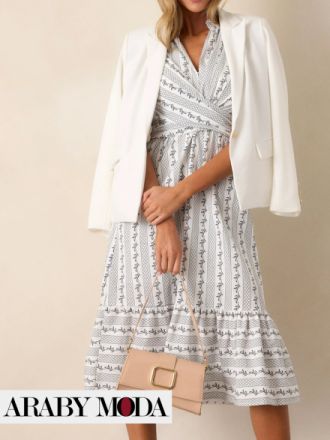 Spring dress that can be matched with white blazer to achieve an autumnal look