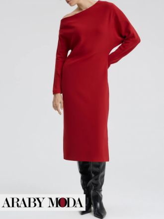 فستان احمر لبطلة الافلام الرومانسية بستايله الانيق والبسيط