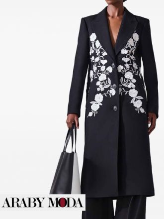 Carolina Herrera Coat Embroidered with Flowers for Classic Elegance and Luxury