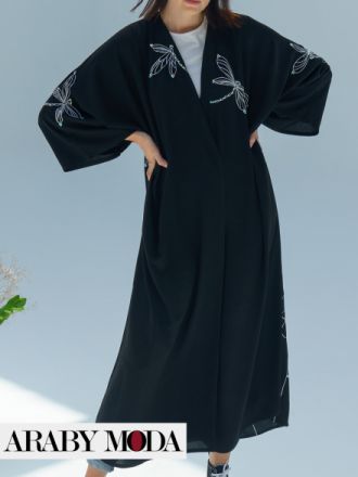 Youthful embroidered black Abaya for a distinctive Ramadan outfit with an elegant touch