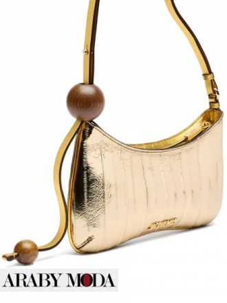 Jacquemus Le Bisou Perle Golden Bag with wooden ornaments