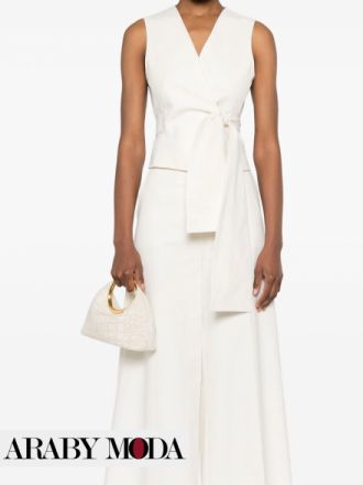 Classic white Max Mara jumpsuit - elegant for millennial women without clear logo for summer
