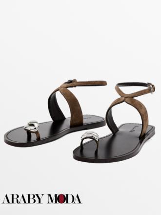 Massimo Dutti sandals decorated with metallic decorations for fall