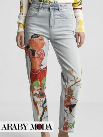 Jeans with Indian prints prove the ability to vary styles and colors