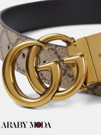 Gucci belt with logo buckle and monogram print