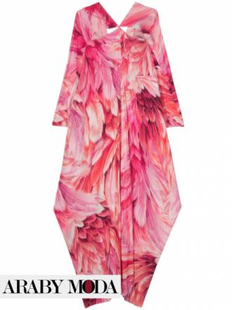 Roberto Cavalli feather-print kaftan - back view