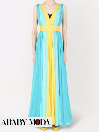 Dolce & Gabbana blue and yellow silk dress