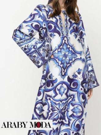 Dolce & Gabbana silk majolica print kaftan