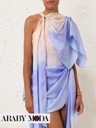 Zimmermann Natura Scarf Mini Dress in Ombre Blue