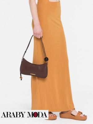 Jacquemus Le Bisou Perle Shoulder Brown Bag