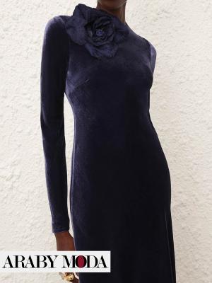 Zimmermann Blue Velvet Dress - Evening Dress