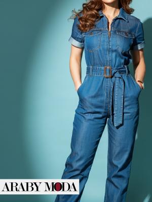 Jumpsuit idea and practical application of the one-piece rule - jeans jumpsuit trend this year