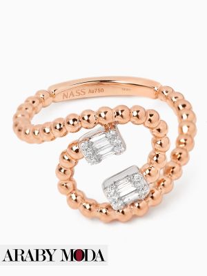 Nass ring with an arched design studded with diamonds and 18k rose gold