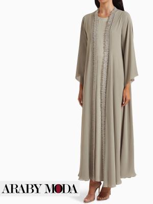 Homa Q chiffon and silk abaya set