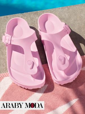 Birkenstock Gizeh flip flops are richly feminine in pink