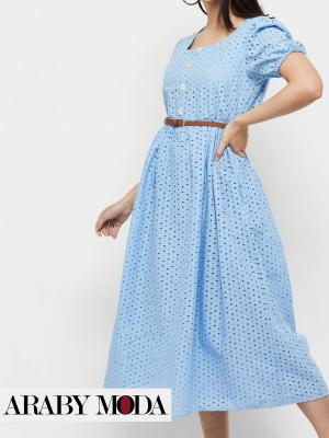 Casual blue dotted dress