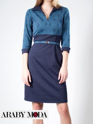 Formal blue shirt dress