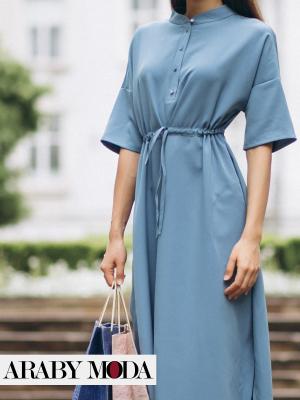 Soft blue shirt dress