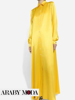 Dolce & Gabbana yellow long silk dress