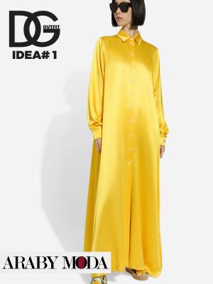 Yellow silk dress with espadrilles Dolce & Gabbana Outfit - idea 1