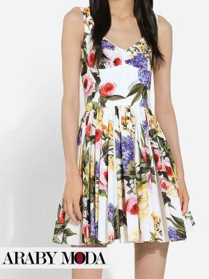 D&G Floral Print Short Cotton Corset Dress