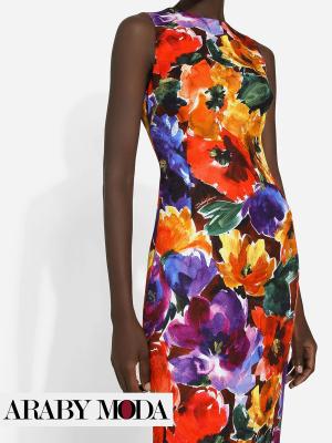 D&G Maxi Dress Saturated with Floral Colors for a Luxurious Formal Look