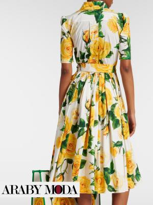 Dolce & Gabbana Yellow Floral Print Dress Back View