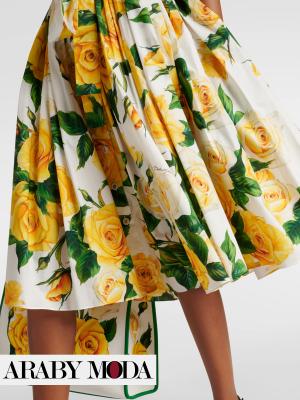 Dolce & Gabbana Yellow Floral Print Dress Skirt