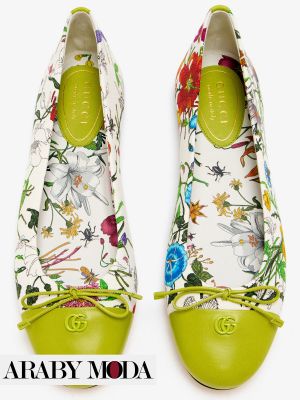 Gucci's floral-print ballerinas embody elegance in the BalletCore style