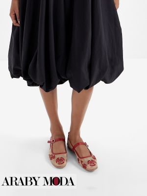 Thuna Scarlet Rose Embroidered Ballerina