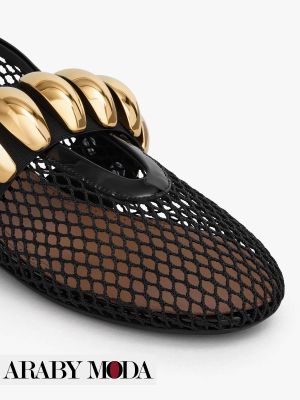 Combine modernity and luxury with Alaia mesh ballerinas embellished with gold jewels