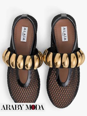 Alaia mesh ballerinas embellished with jewels Gold is incorporated into the modern BalletCore style