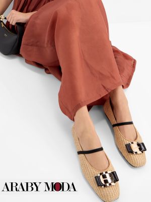Ferragamo Vara Plate Ballet Shoes for a distinctive summer look