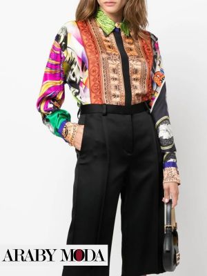 Versace 90s Abstract Print Silk Shirt