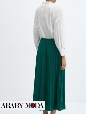 Mango green maxi pleated skirt