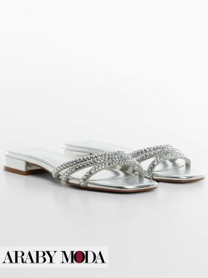 Shiny metallic Mango sandals