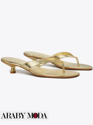 Gold Tory Burch Sandals with Small Heel