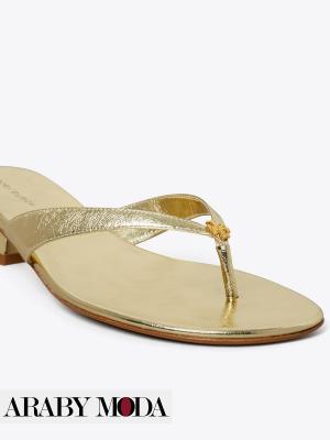 Gold Tory Burch Sandals with Logo