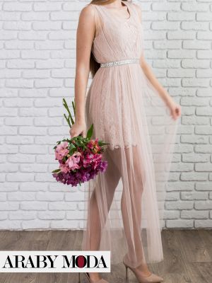 Soft pink lace bachelorette dress