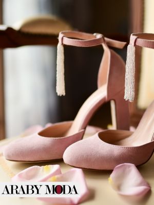 Pink suede bachelorette sandals