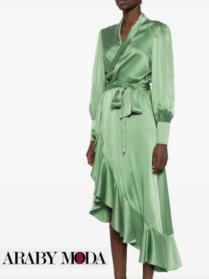 Green Zimmermann silk wrap dress with ruffle - Saudi National Day 94