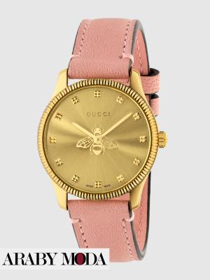 Gucci Pink Watch with Bee - Front View