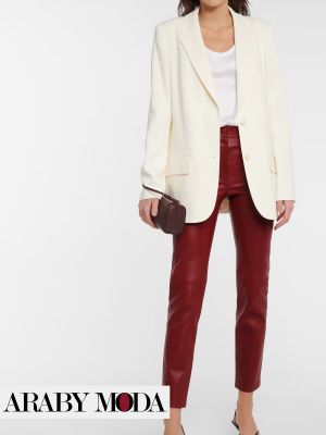 The beauty of dark red pants with an off-white blazer