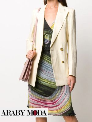 An ivory blazer is the most beautiful choice with a dress in autumnal colors