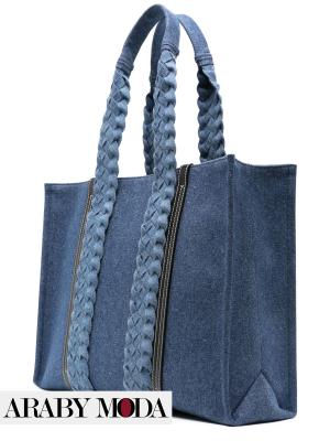 Chloe Woody denim bag - back side view