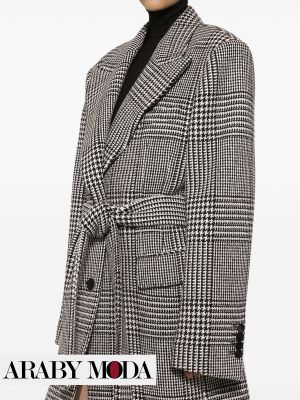 Elegance with Dolce & Gabbana Check Coat with Belt